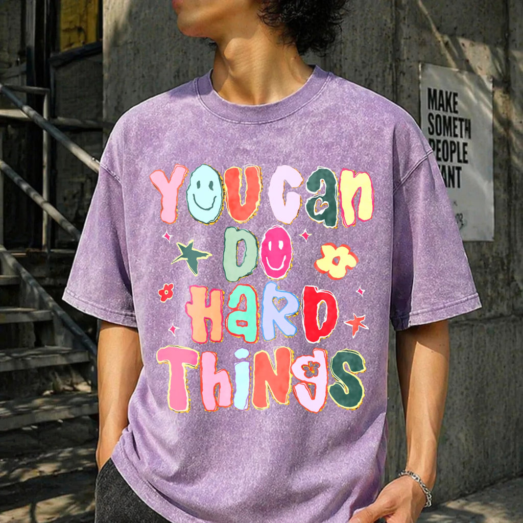 You Can Do Hard Things Teacher Vintage Washed T-Shirt product image 6