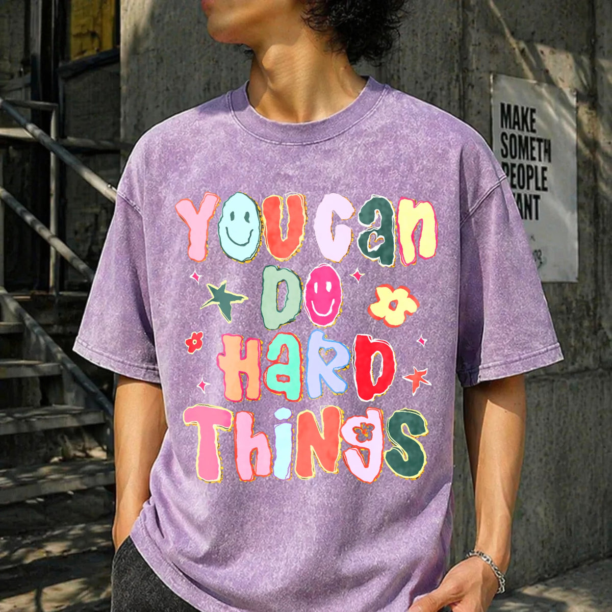 You Can Do Hard Things Teacher Vintage Washed T-Shirt product image 6