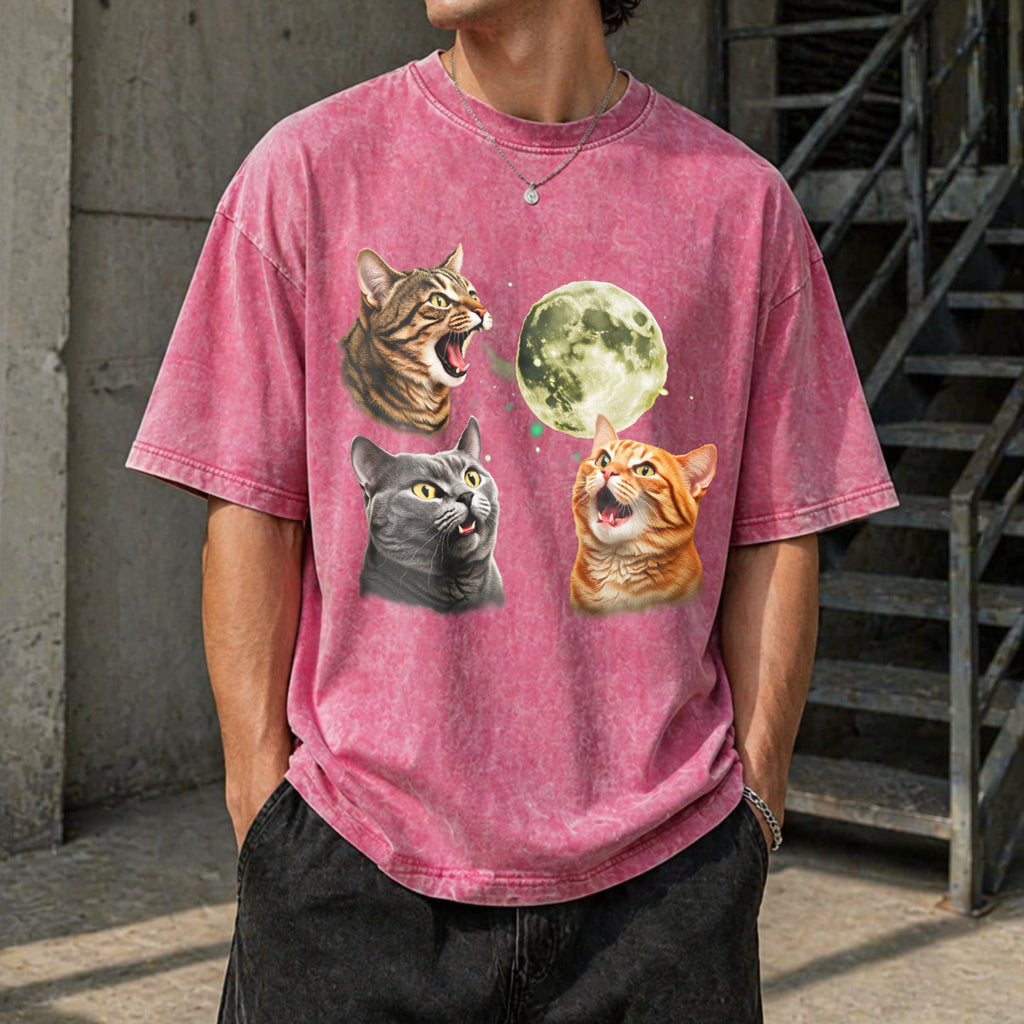 Three Cats Moon Vintage Washed T-Shirt product image 7