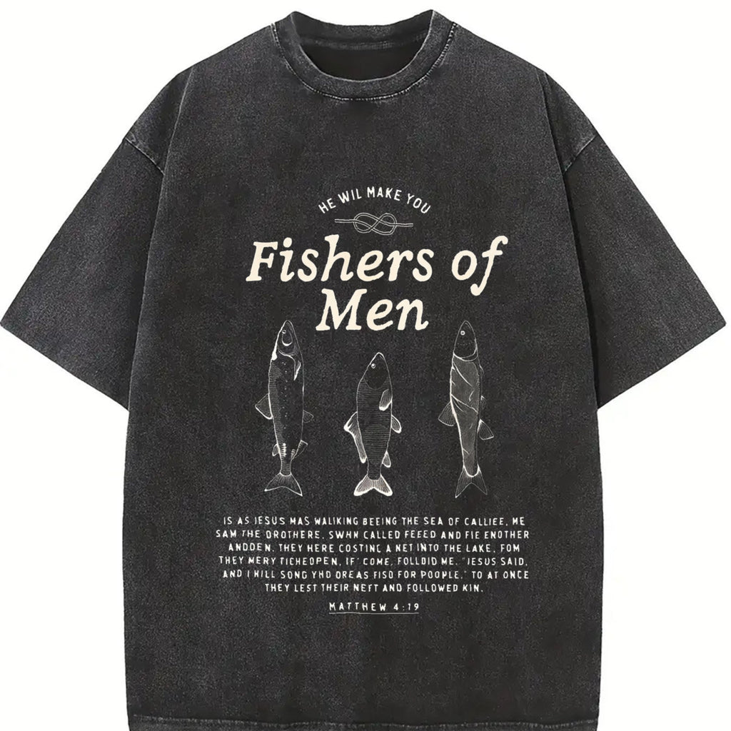Fishers Of - Matthew 4:19 Jesus Vintage Washed T-Shirt product image 2