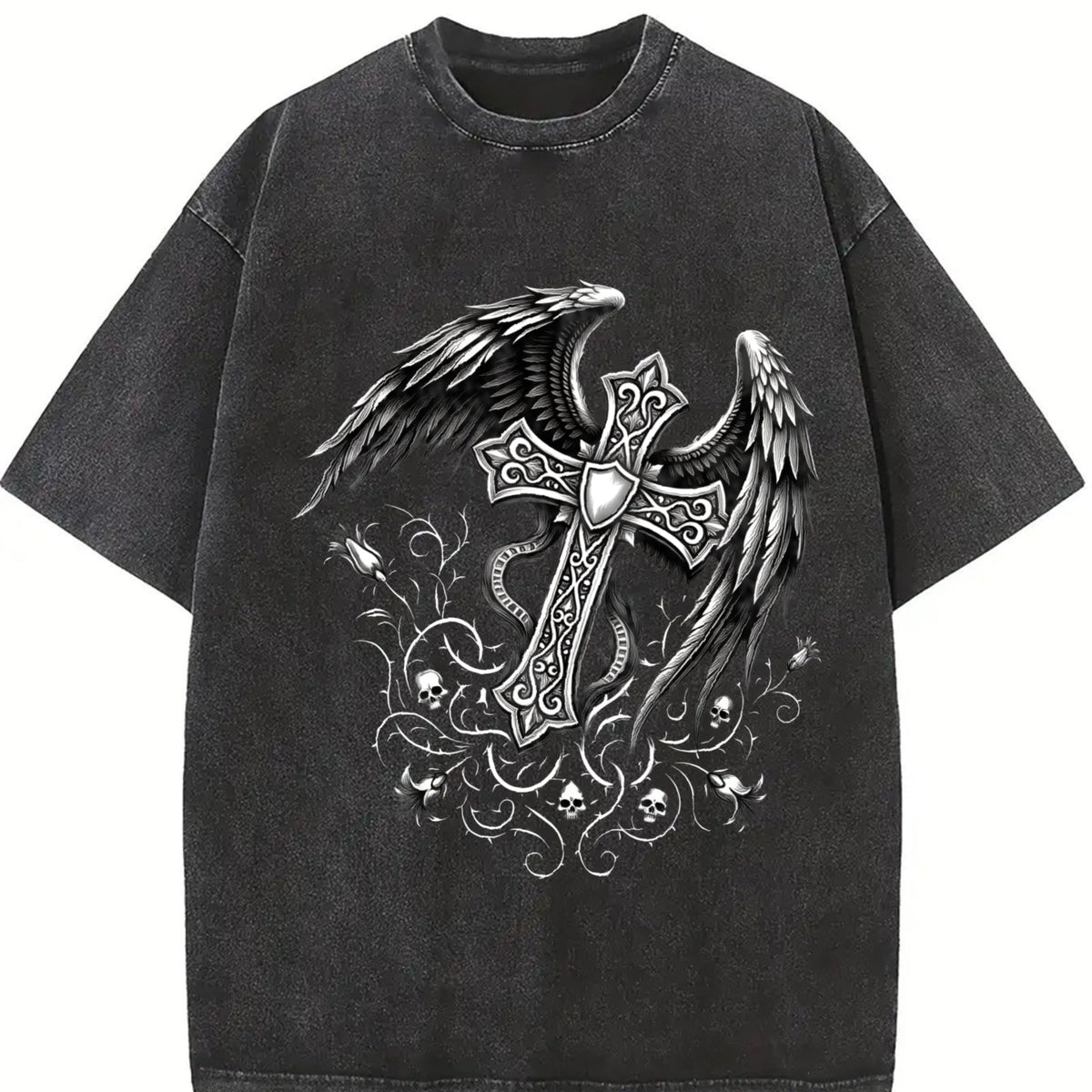 Gothic Cross Wings 100 Boxy Y2K Aesthetic Summer Vibes product image 2