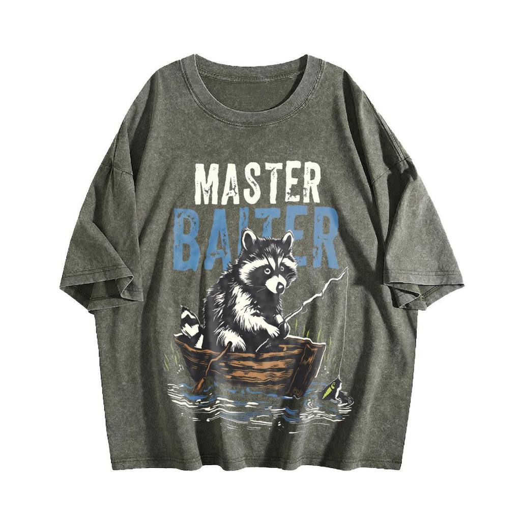 Master Baiter Raccoon Fishing Vintage Washed T-Shirt product image 4