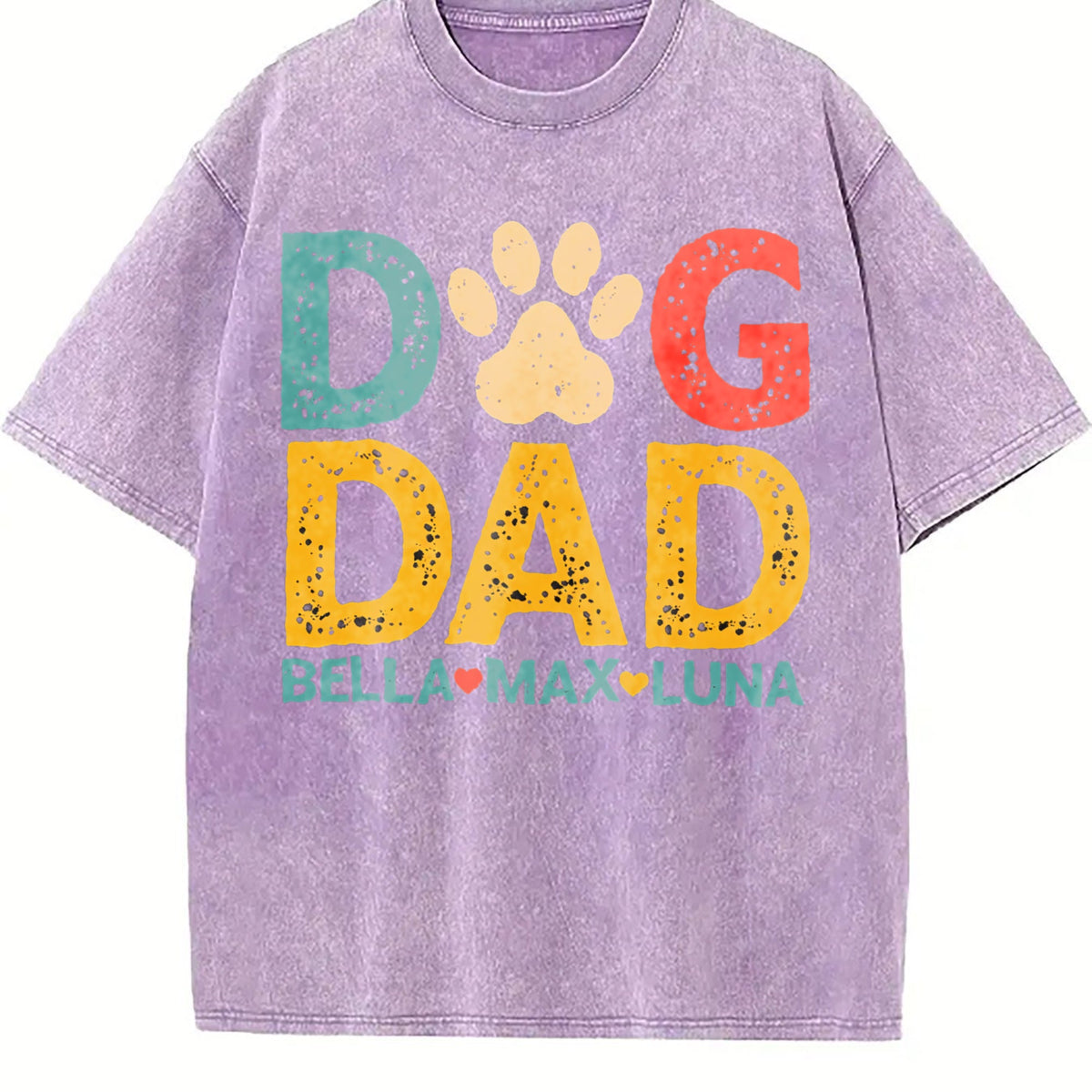 Dog Dad With Names Vintage Washed T-Shirt product image 6