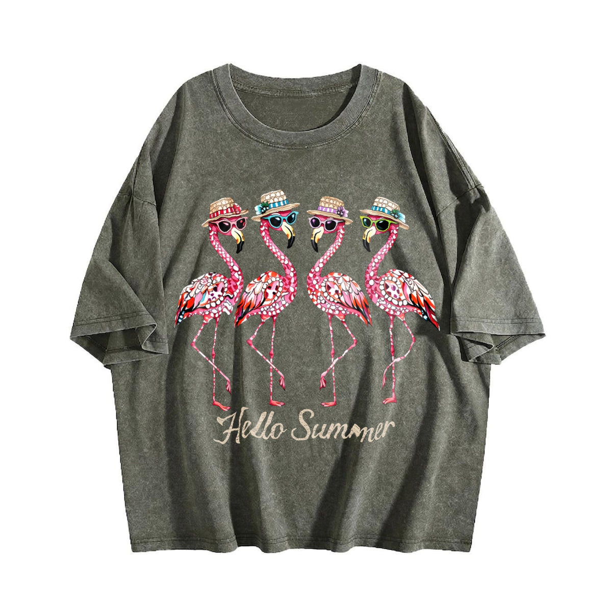 Flamingo Summer Vintage Washed T-Shirt product image 4