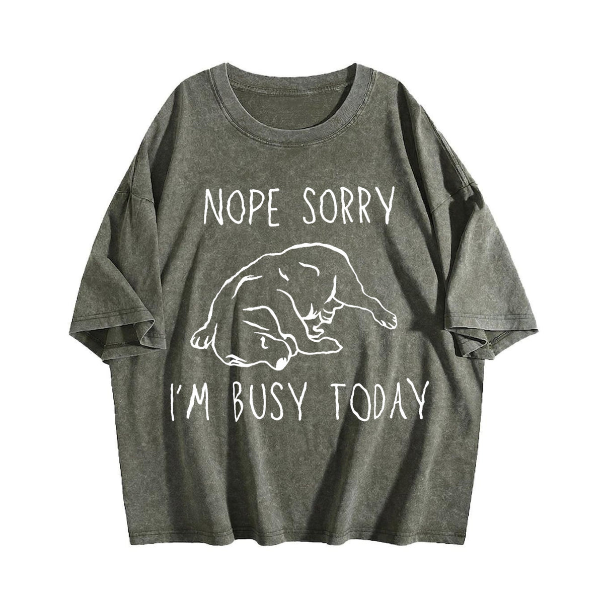 Nope Sorry Busy Today Sleeping Dog Vintage Washed T-Shirt product image 4