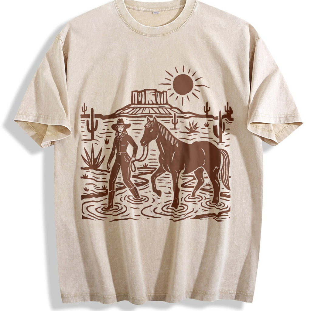 Cowgirl Desert Horse Vintage Washed T-Shirt product image 1