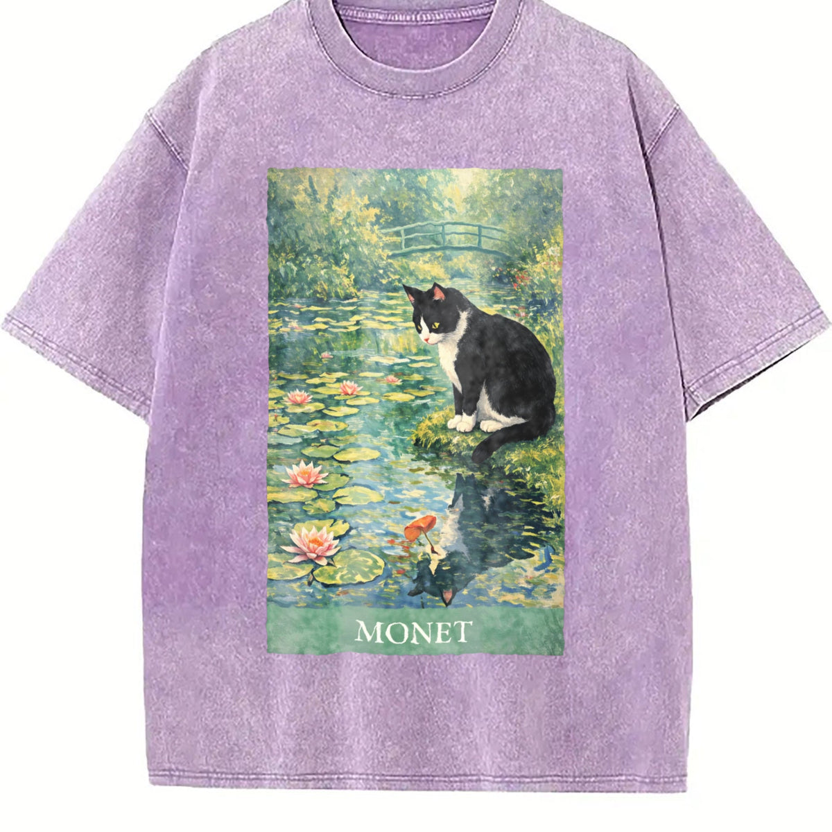 Monet Cat Art Vintage Washed T-Shirt product image 6