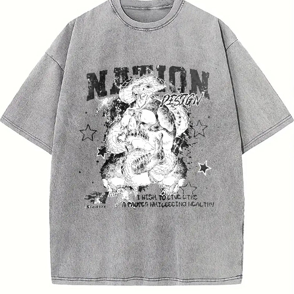 Nation Snake Skull Vintage Washed T-Shirt product image 5