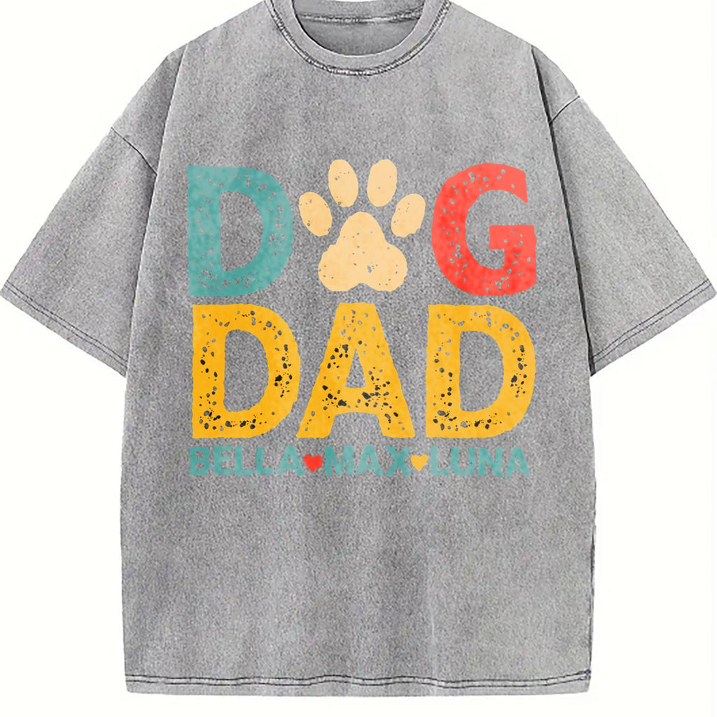 Dog Dad With Names Vintage Washed T-Shirt product image 5
