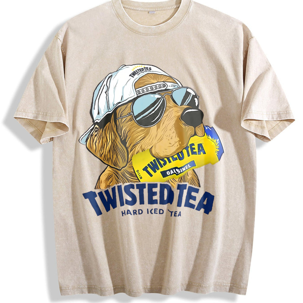 Twisted Tea Golden Retriever Dog Vintage Washed T-Shirt product image 1