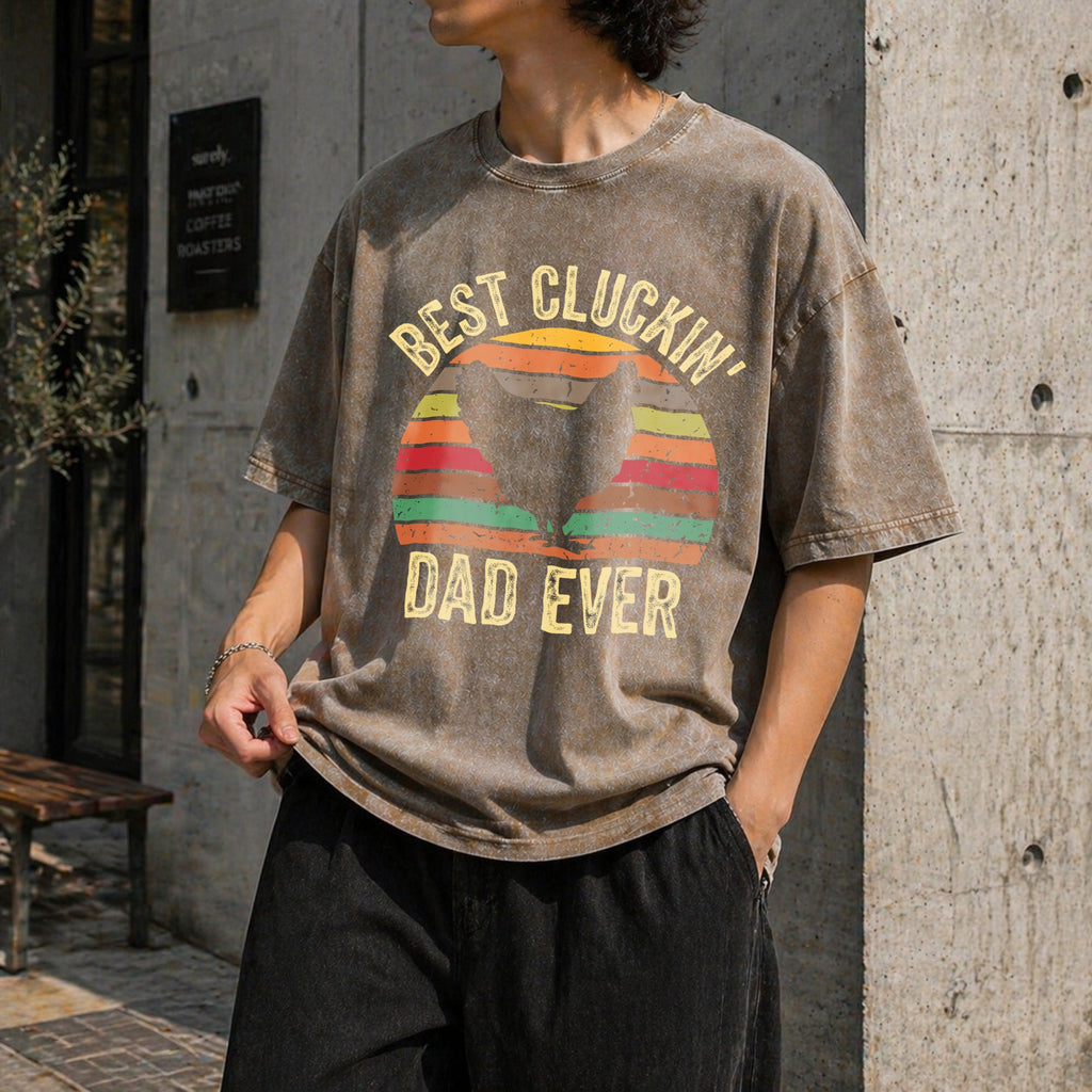 Best Cluckin Dad Ever Vintage Washed T-Shirt product image 3