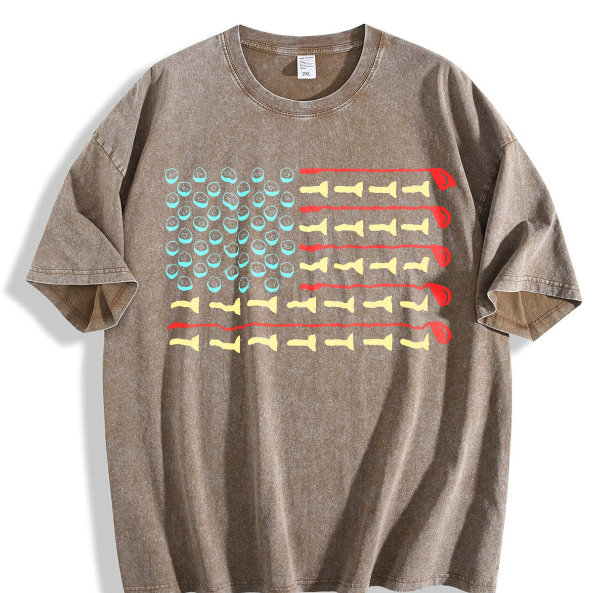 Golfer American Flag Vintage Washed T-Shirt product image 3