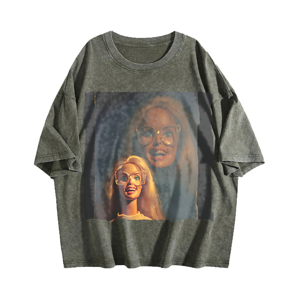 Laughing Doll Double Portrait Vintage Washed T-Shirt product image 4