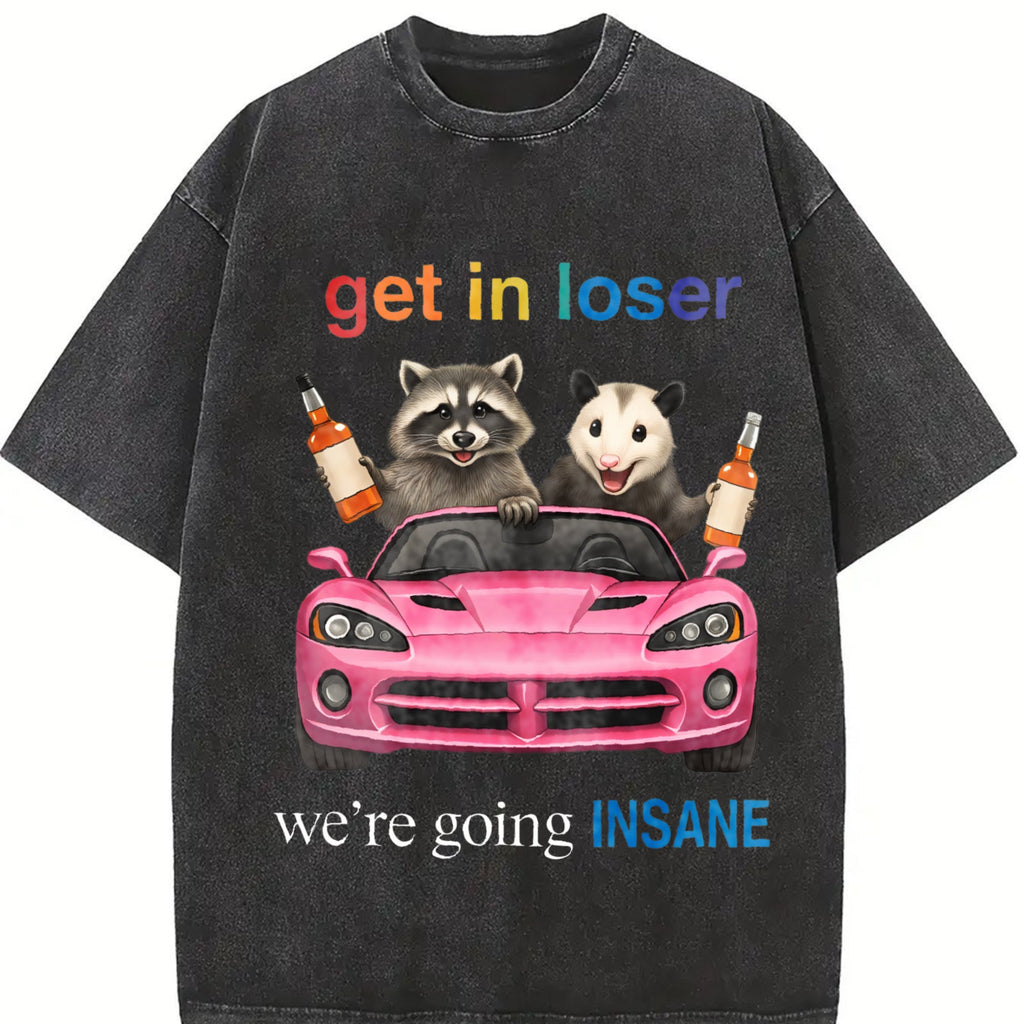 Funny Raccoon Opossum : Get In Loser Meme Vintage Washed product image 2