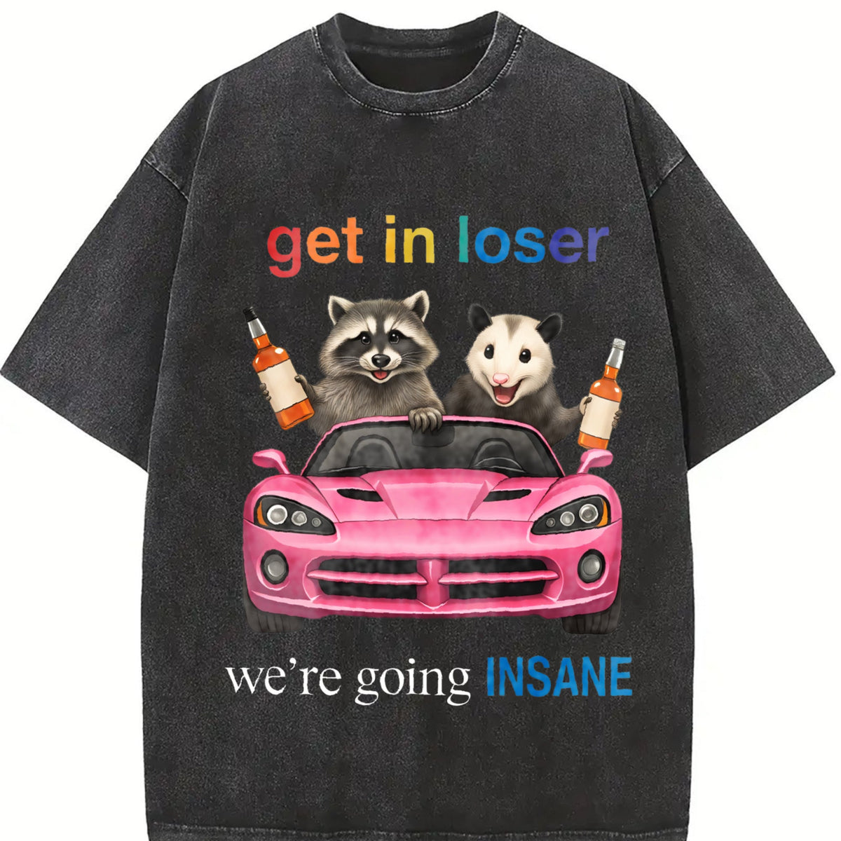 Funny Raccoon Opossum : Get In Loser Meme Vintage Washed product image 2