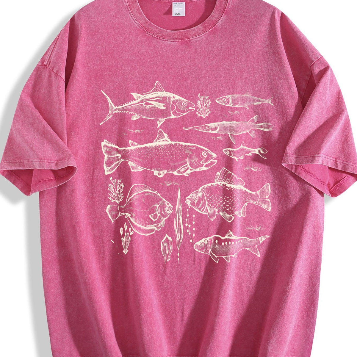 White Distressed Illustration Vintage Washed T-Shirt product image 7