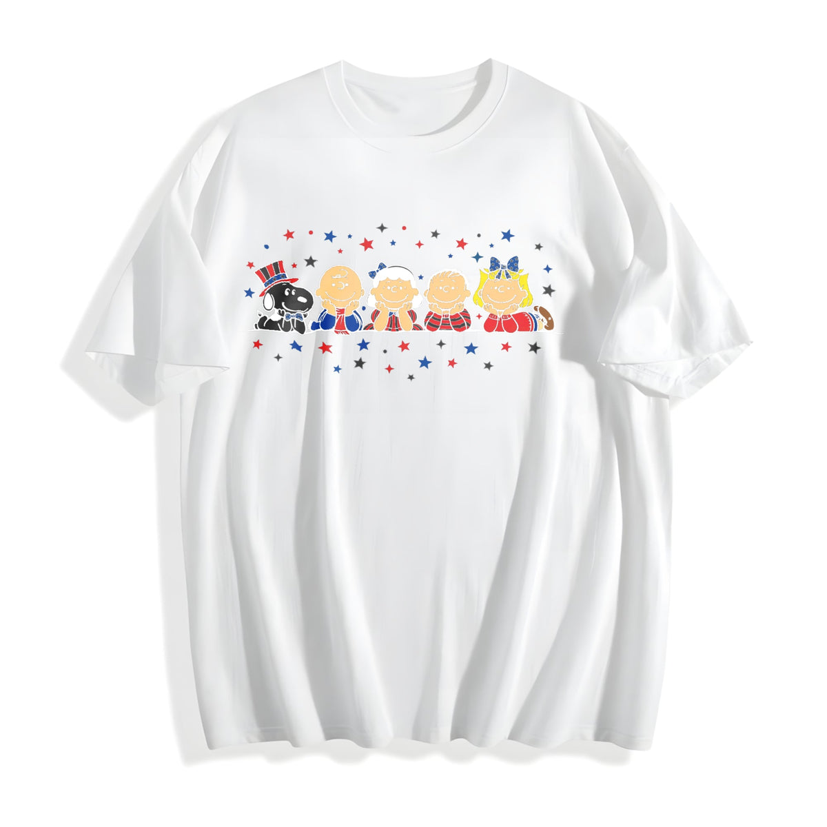 Puppy Patriotic Cartoon Friends Cotton T-Shirt product image 2