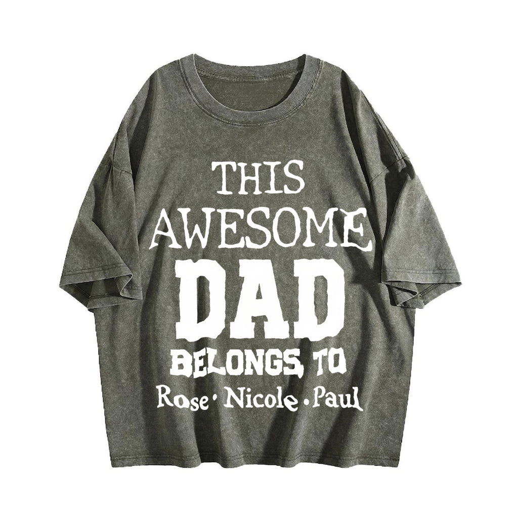 This Awesome Dad Belongs To Vintage Washed T-Shirt product image 4