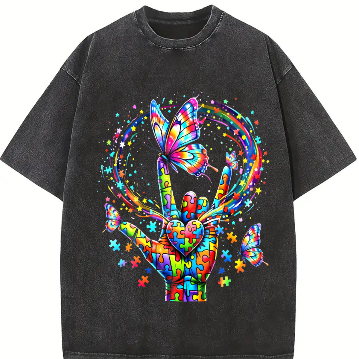 The Explorer & Grunge Vibes: Rainbow Hand Rock On Vintage product image 2