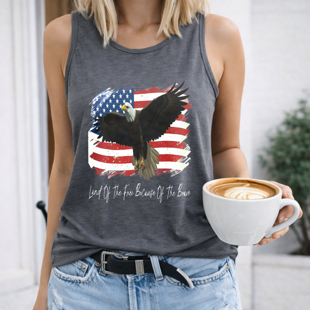 Land Of The Free Because Of The Brave Patriotic Eagle Women's Tank Top