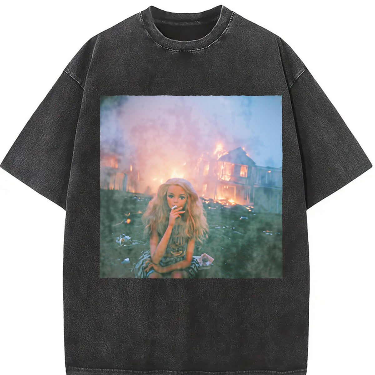 Doll and a Burning City Vintage Washed T-Shirt product image 2