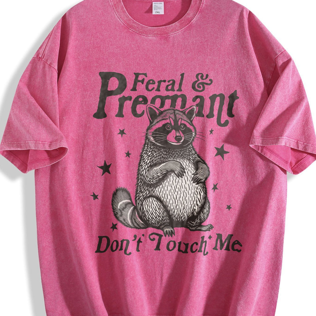 Feral And Pregnant Don't Touch Me Vintage Washed T-Shirt product image 7
