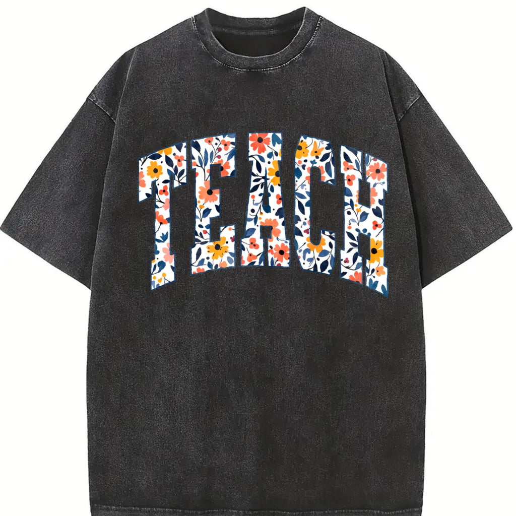 Peace Floral Collegiate Letters Vintage Washed T-Shirt product image 2