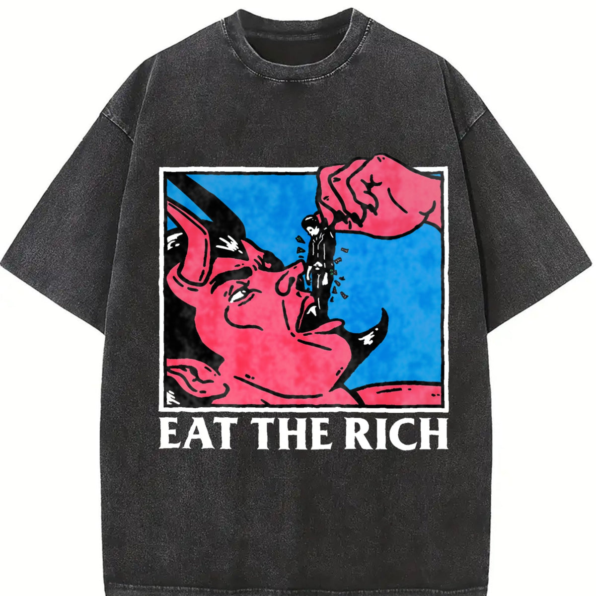 Eat The Rich Devil Vintage Washed T-Shirt product image 2