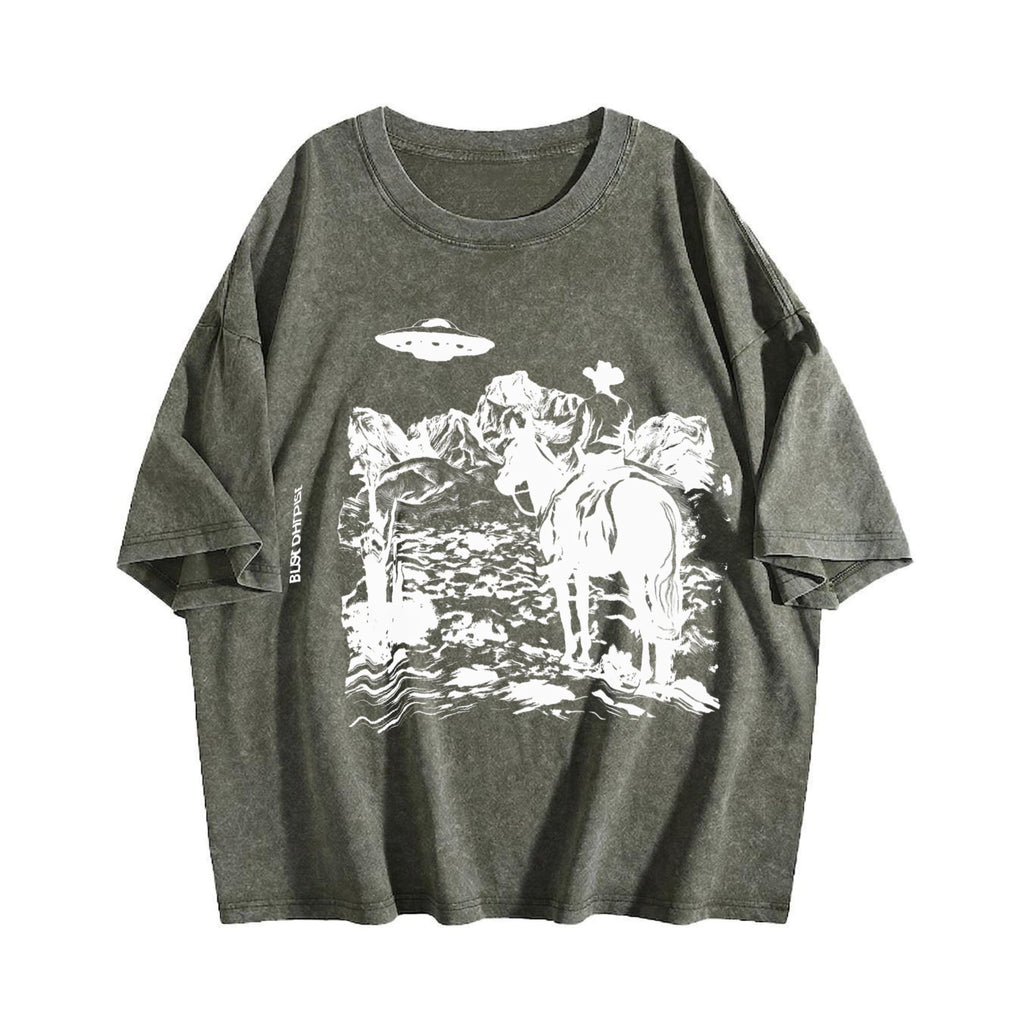 Western Cowboy UFO Vintage Washed T-Shirt product image 4