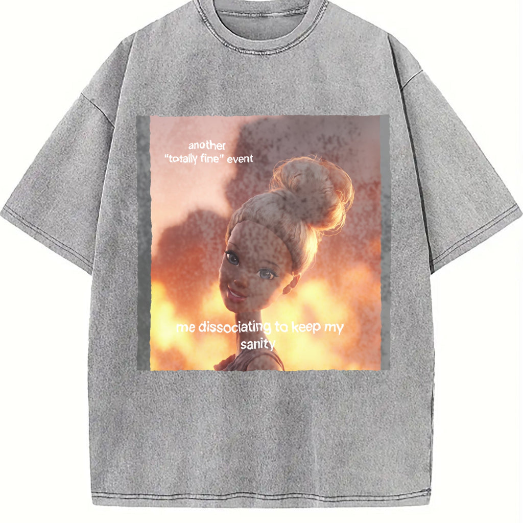 Dissociating to Keep My Sanity Doll Meme Vintage Washed product image 5