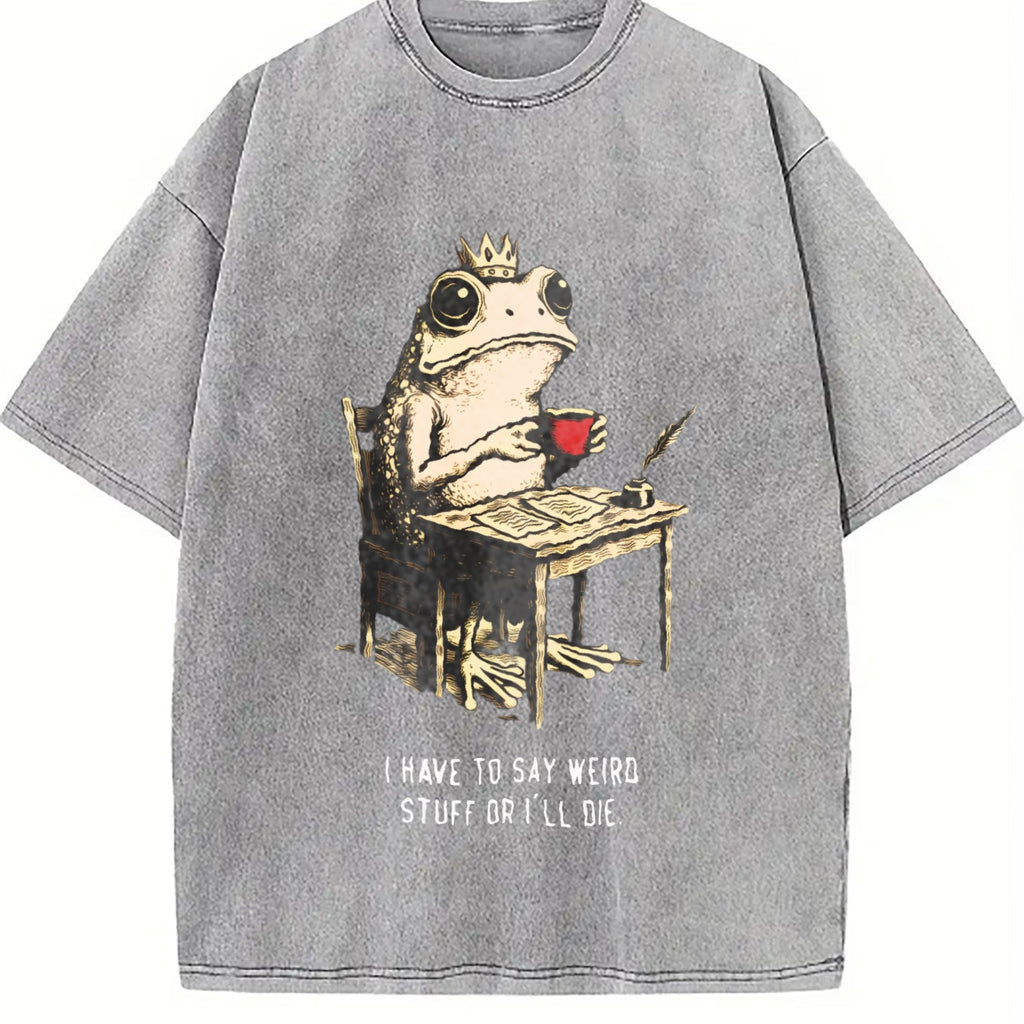 Frog Prince Says Weird Stuff Vintage Washed T-Shirt product image 5