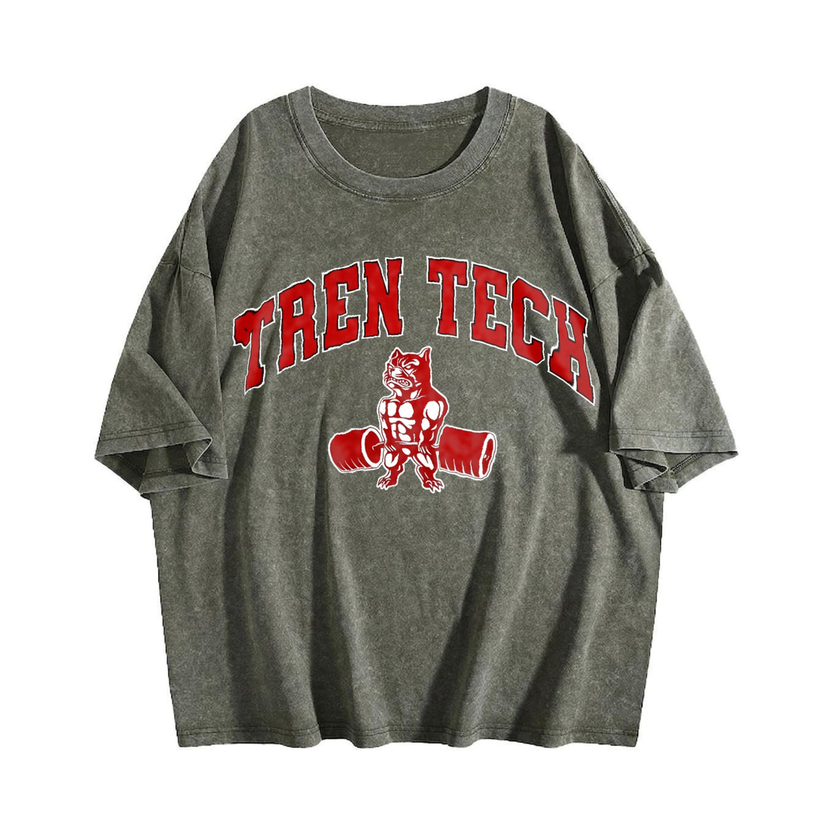 Tren Tech Muscular Bulldog Weightlifting Vintage Washed product image 4