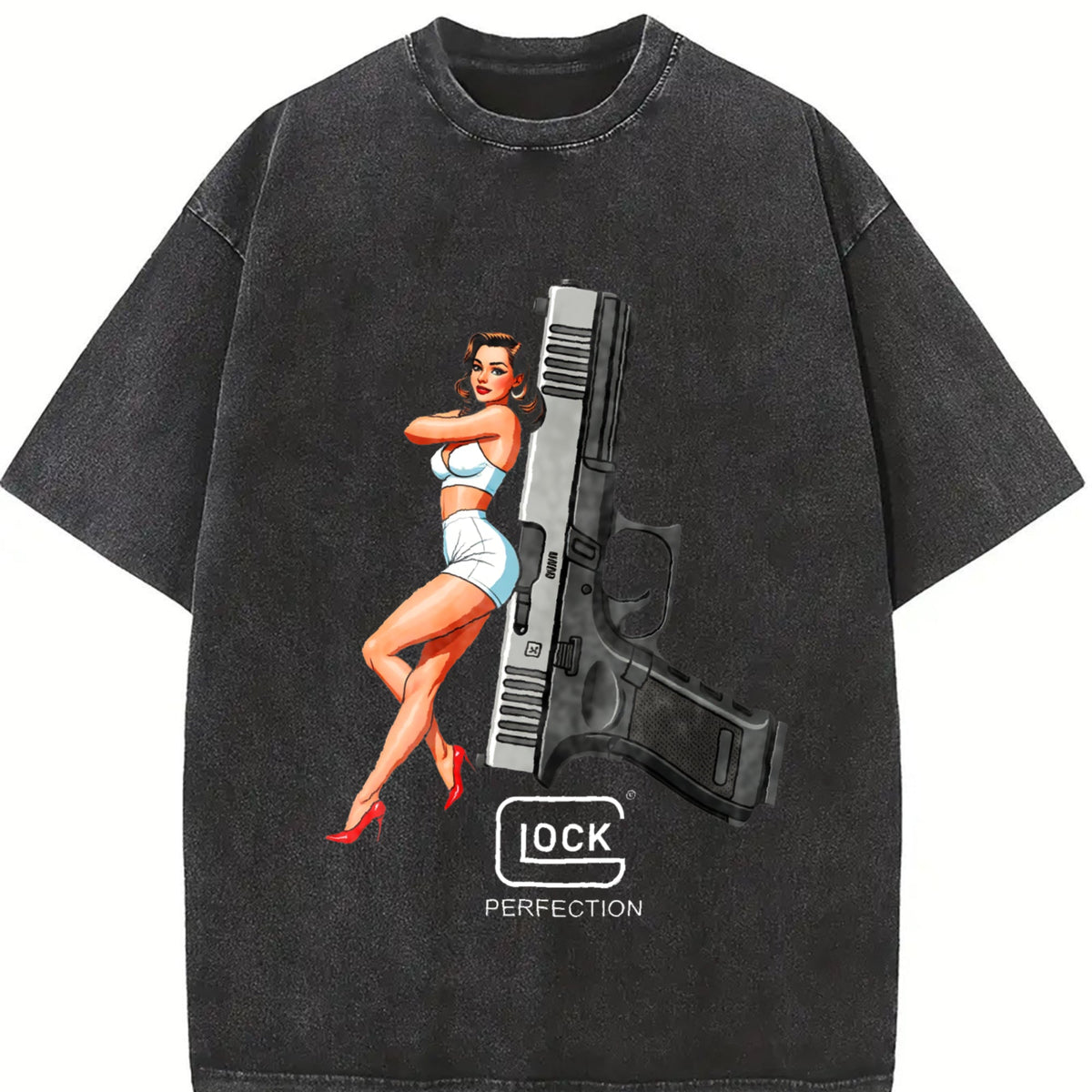 Glock Perfection Pin-up Girl Vintage Washed T-Shirt product image 2