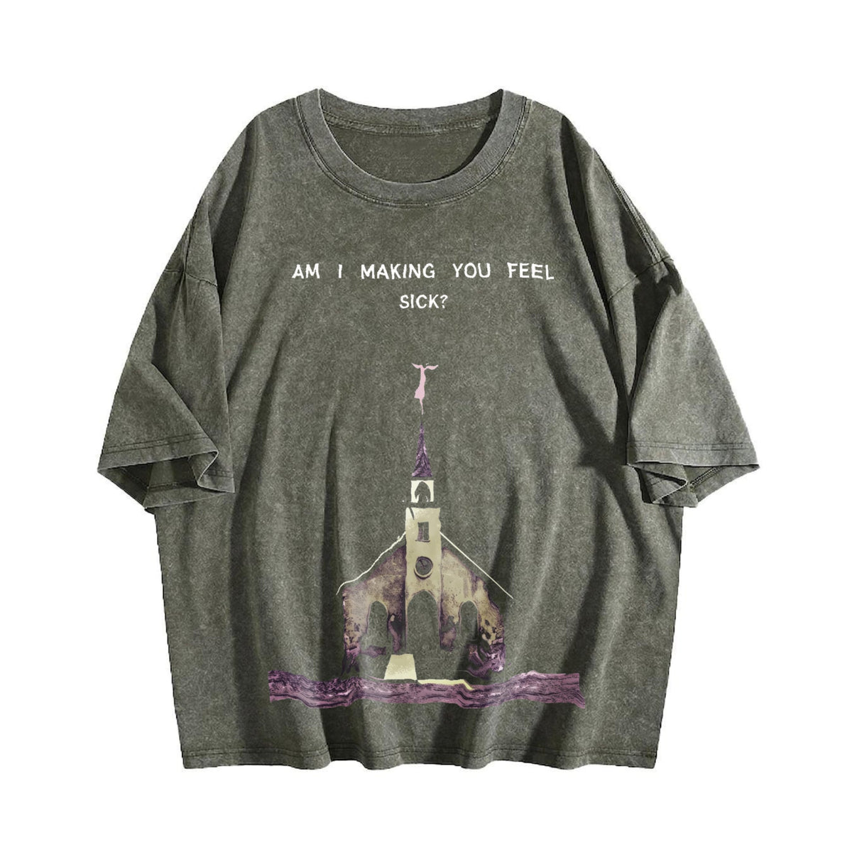 Am I Making You Feel Sick Gothic Art Vintage Washed T-Shirt product image 4