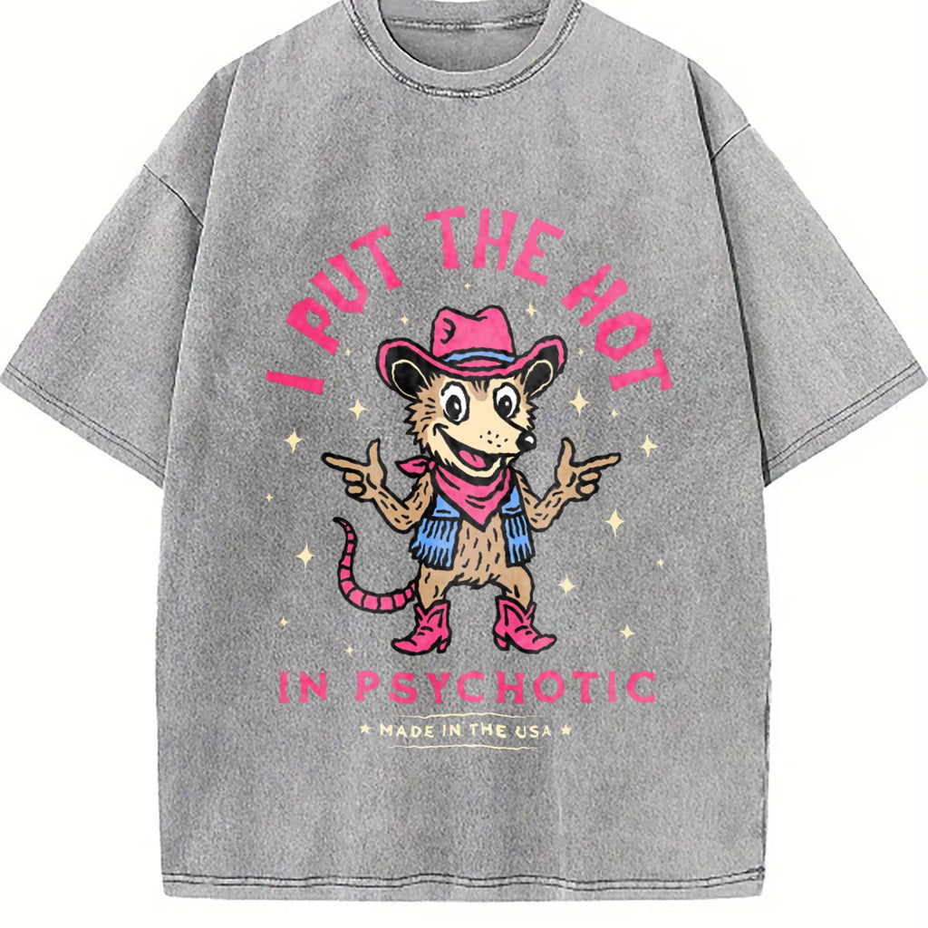 I Put The Hot In Psychotic Funny Cowboy Opossum Vintage product image 5