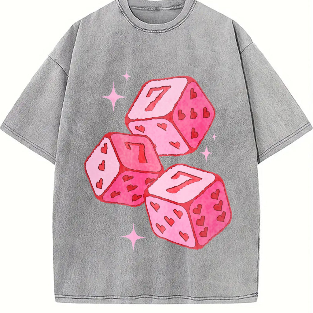 Pink Lucky 7 Dice Vintage Washed T-Shirt product image 5