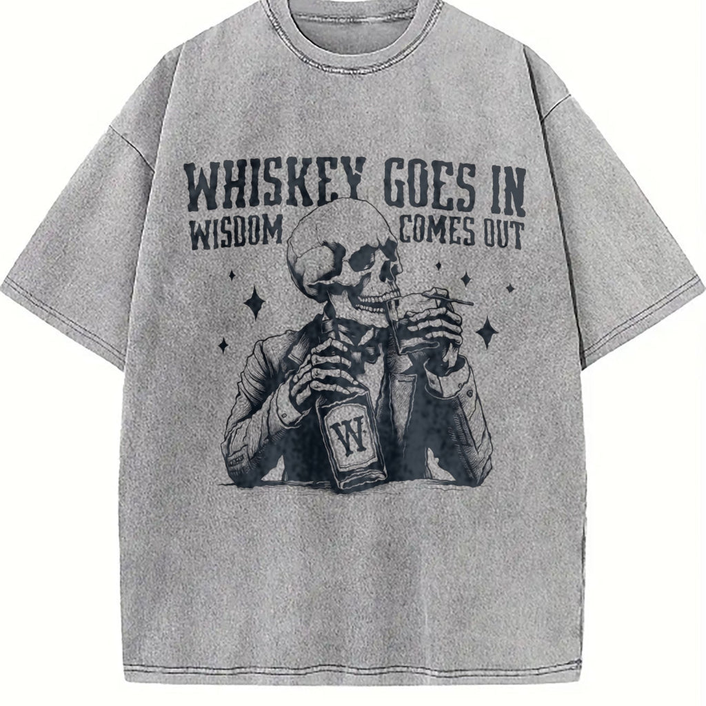 Skull And Whiskey 90s Vintage Washed T-Shirt product image 5