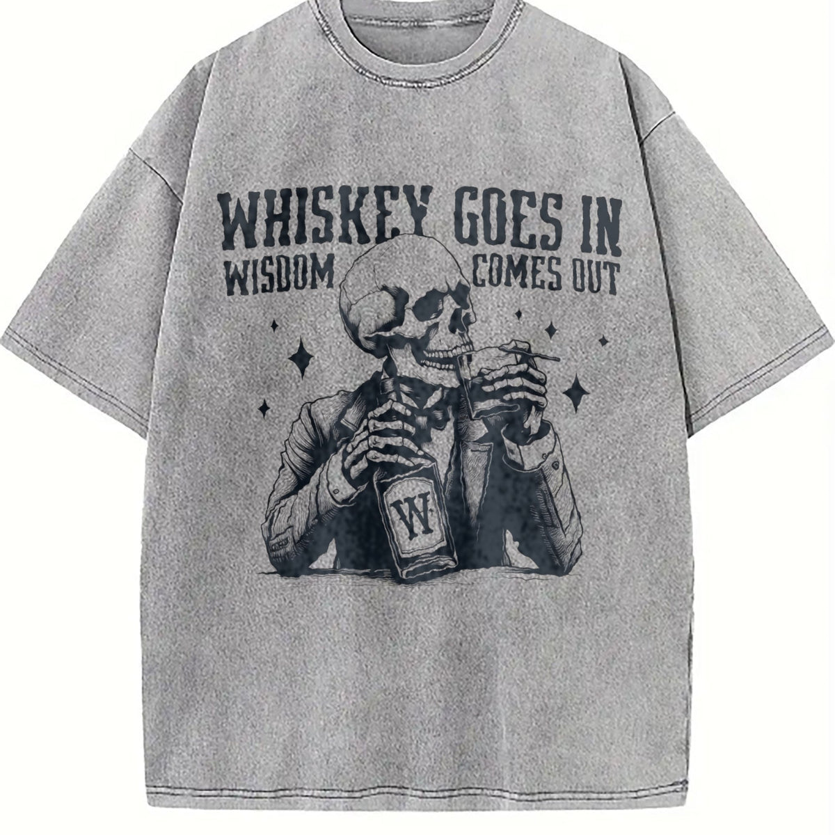Skull And Whiskey 90s Vintage Washed T-Shirt product image 5