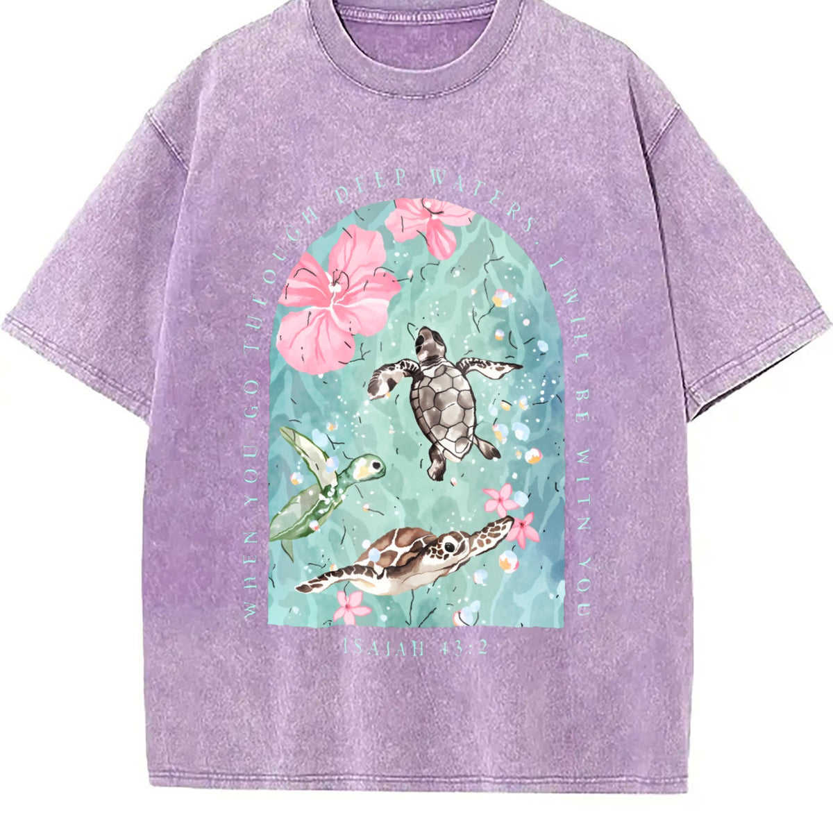 Sea Turtle & Text I Will Be With You Vintage Washed T-Shirt product image 6