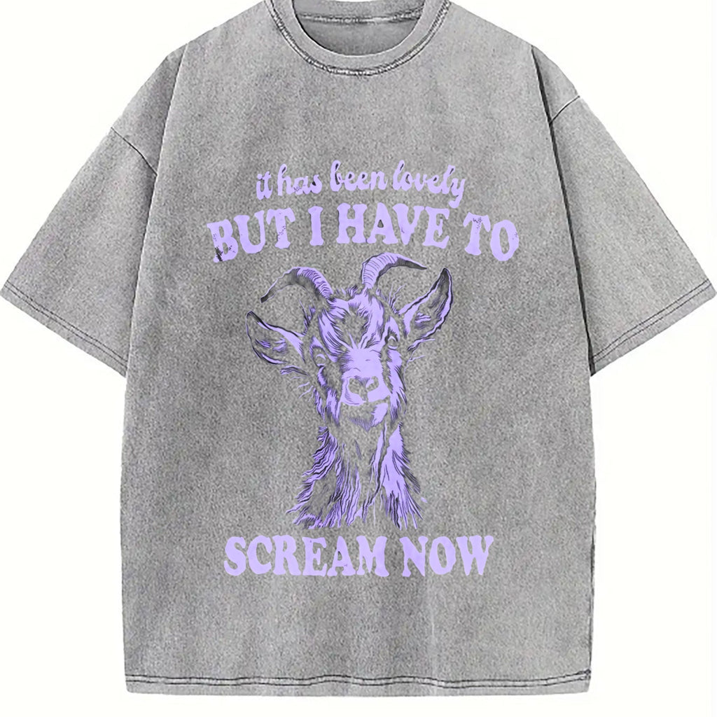 Funny Goat I Have To Scream Now 90's Vintage Washed T-Shirt product image 5