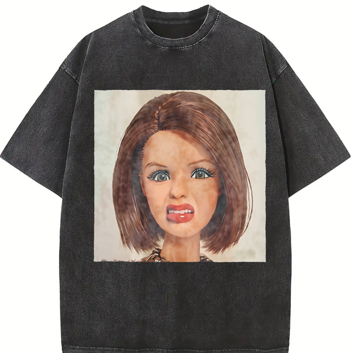 Funny Red Haired Doll Face Vintage Washed T-Shirt product image 2