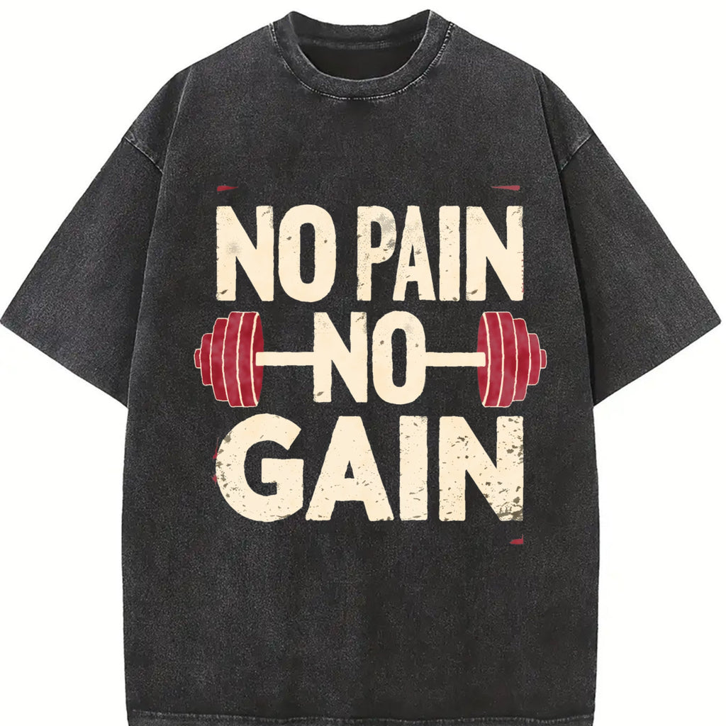 No Pain No Gain Motivational Vintage Washed T-Shirt product image 2