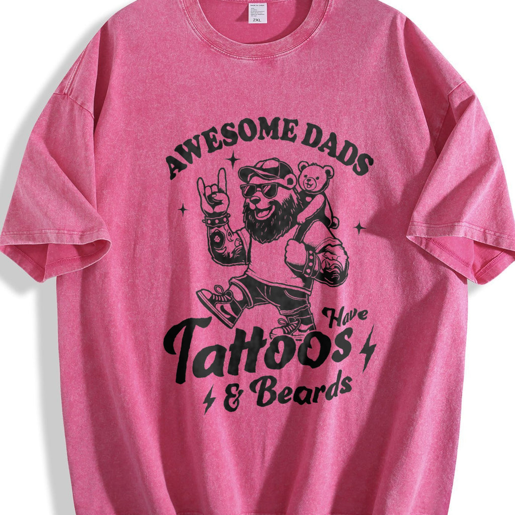 Awesome Dad Have Tattoos And Beards Vintage Washed T-Shirt product image 7