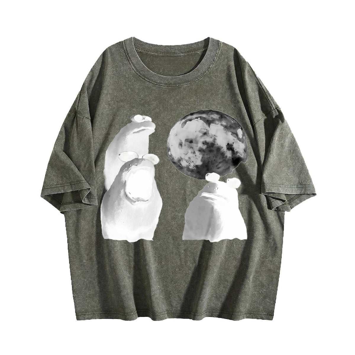 Viral Moon Frog Meme Vintage Washed T-Shirt product image 4