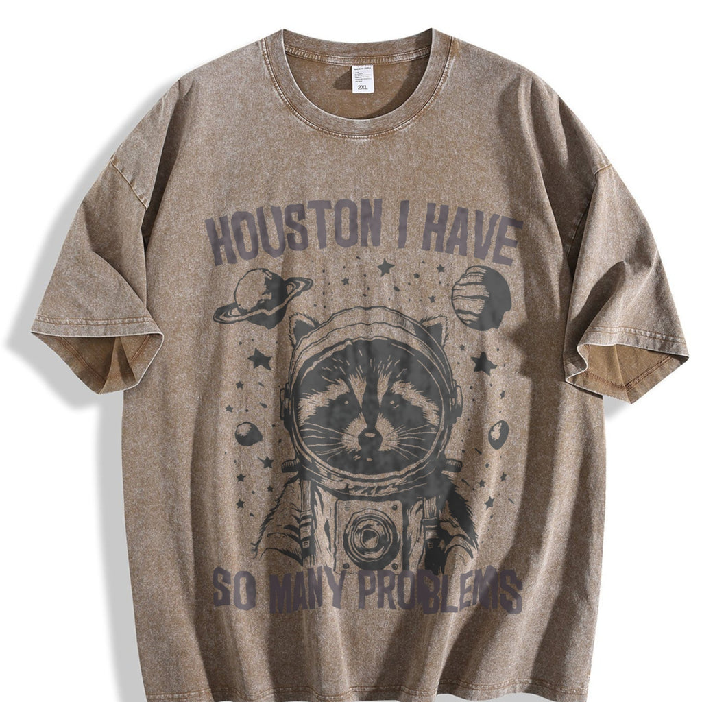 Funny Astronaut Raccoon 90s Vintage Washed T-Shirt product image 3