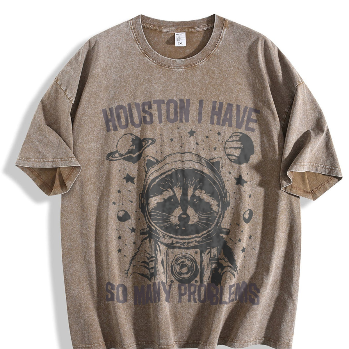 Funny Astronaut Raccoon 90s Vintage Washed T-Shirt product image 3