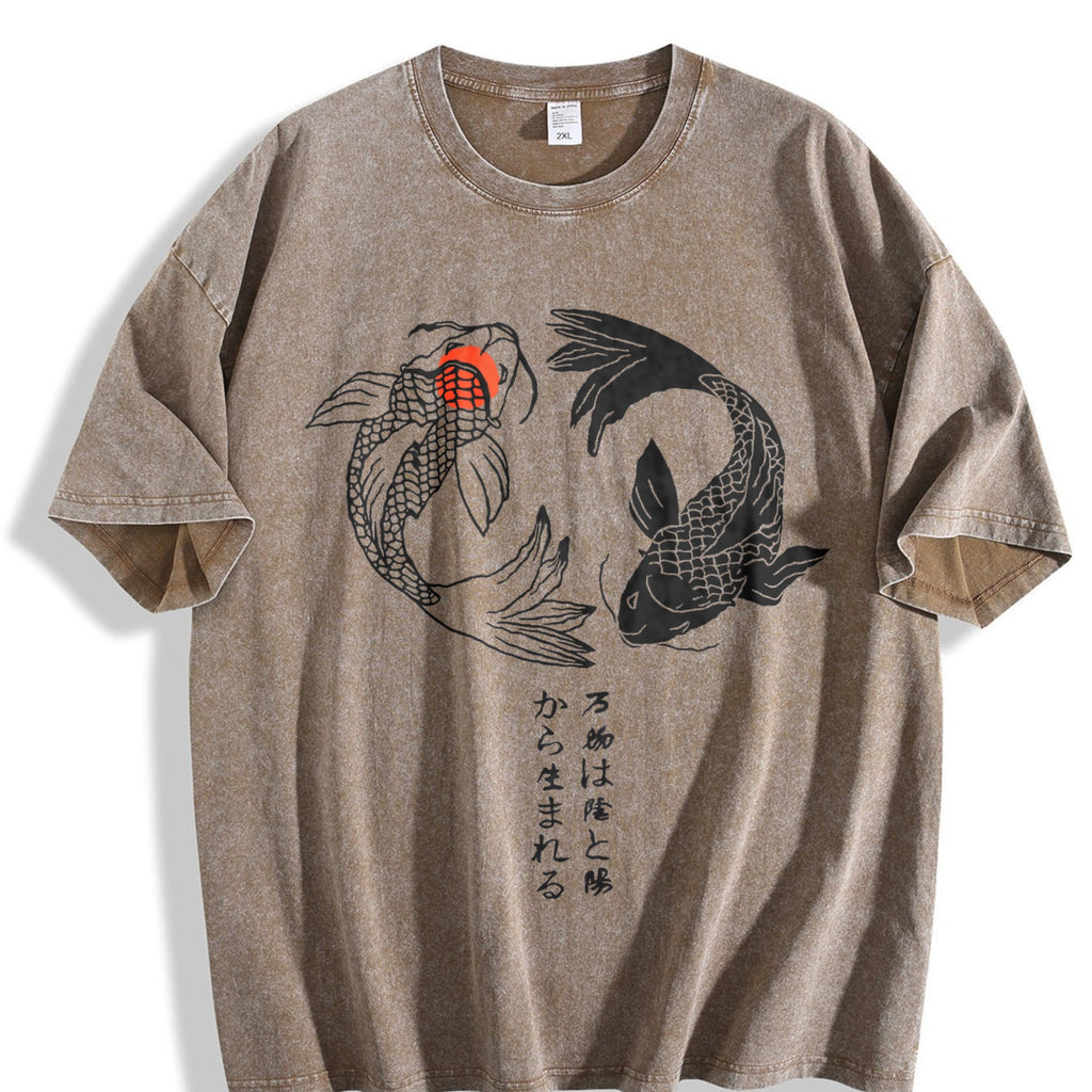Japanese Koi Fish Yin Yang Vintage Washed T-Shirt product image 3