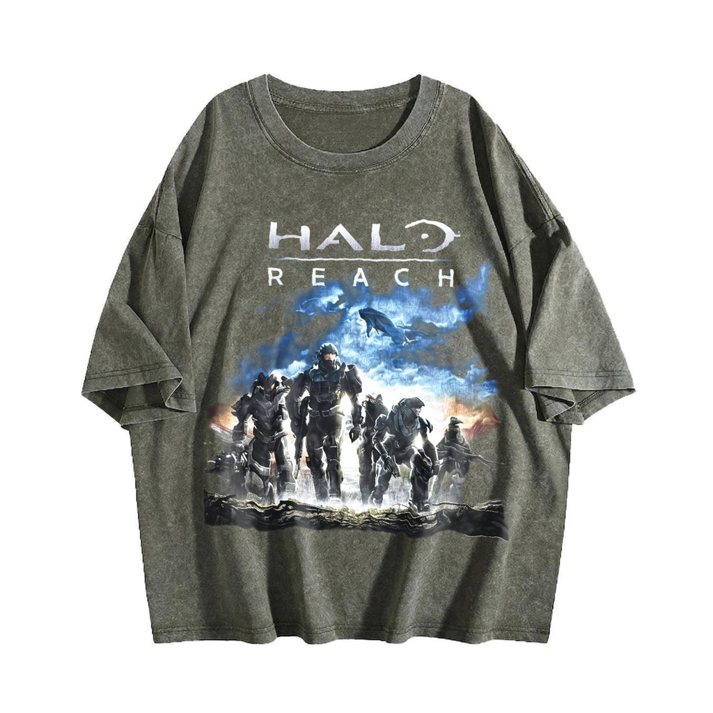 Y2K Black Halo Reach Gaming Promo Vintage Washed T-Shirt product image 4