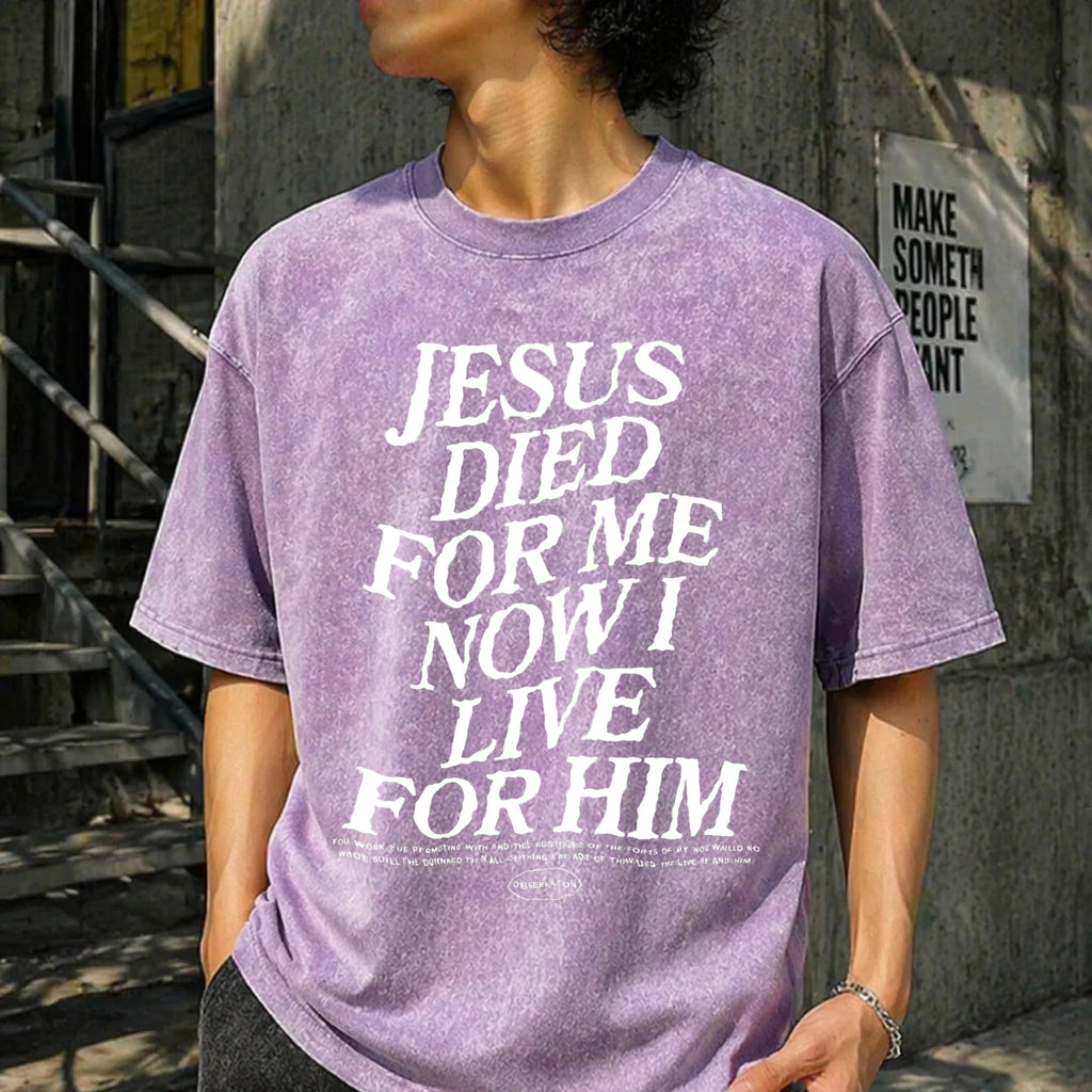 Jesus Died For Me Now I Live Vintage Washed T-Shirt product image 13