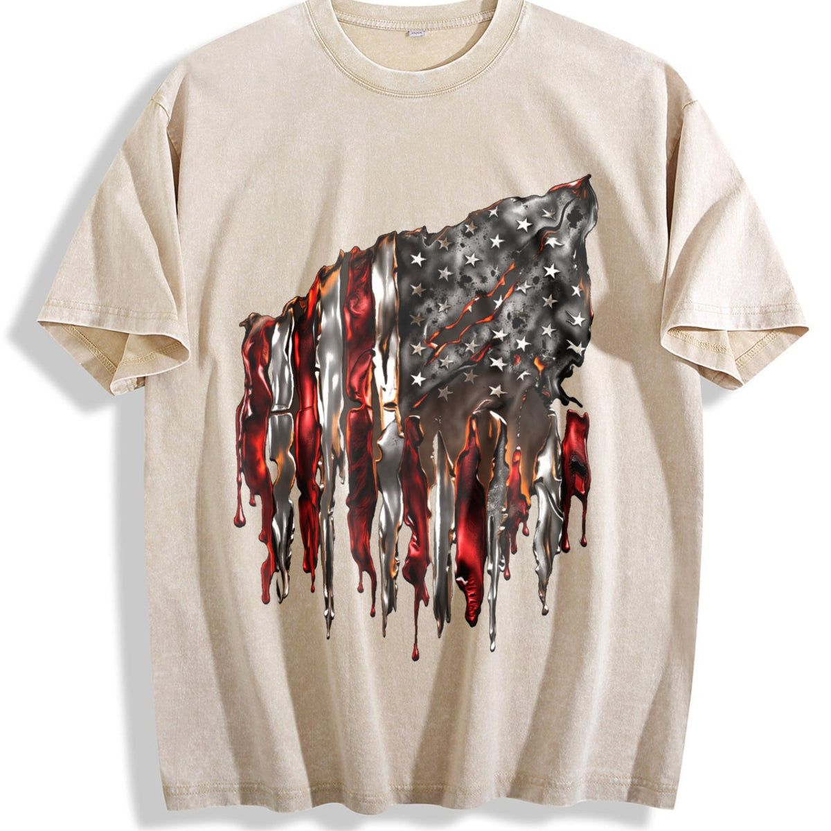 American Flag 100 Y2K Boxy Aesthetic Vintage Washed T-Shirt product image 1
